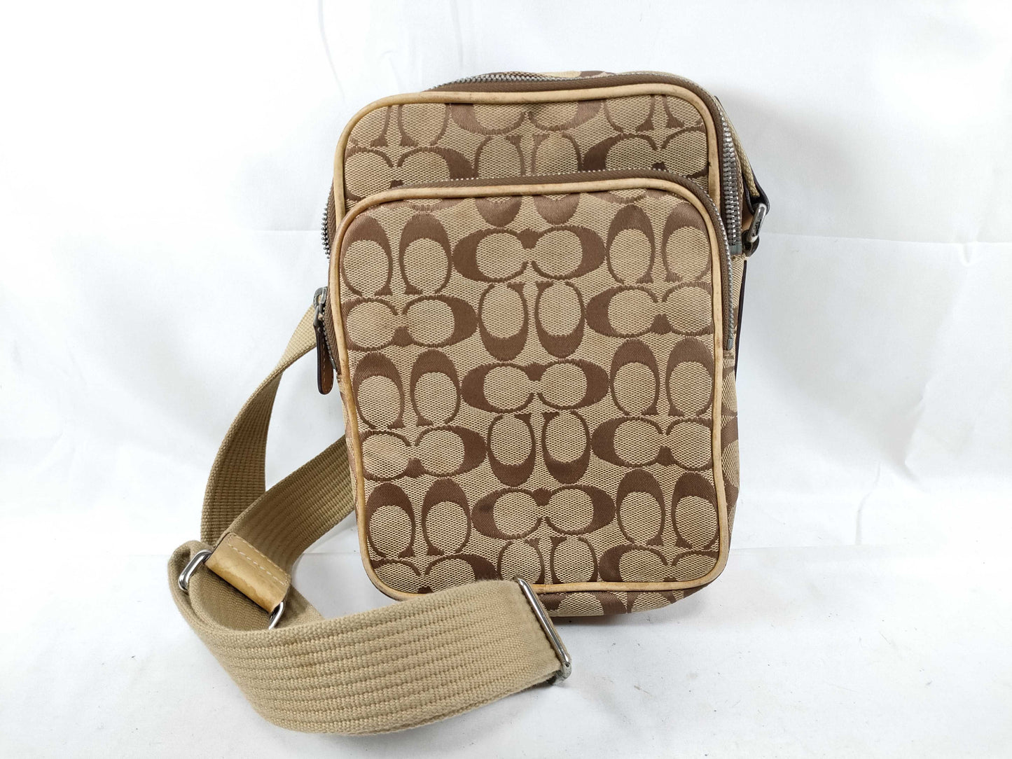 COACH Shoulder Bag Pochette Signature Brown Canvas Shoulder Bag