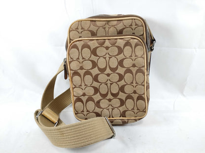 COACH Shoulder Bag Pochette Signature Brown Canvas Shoulder Bag