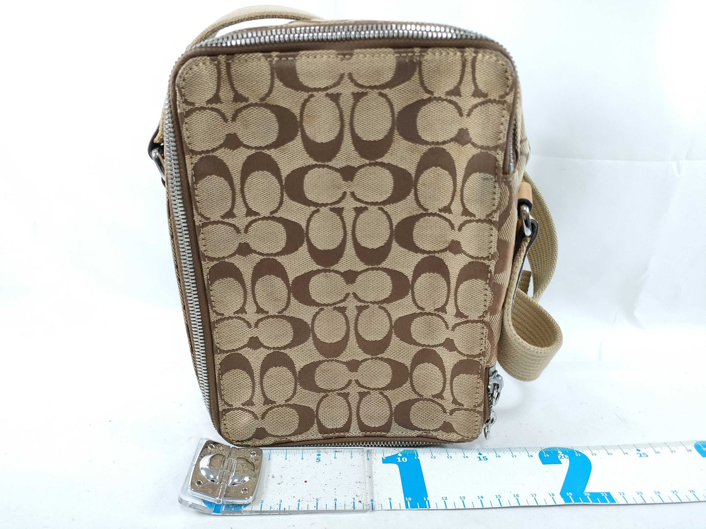 COACH Shoulder Bag Pochette Signature Brown Canvas Shoulder Bag