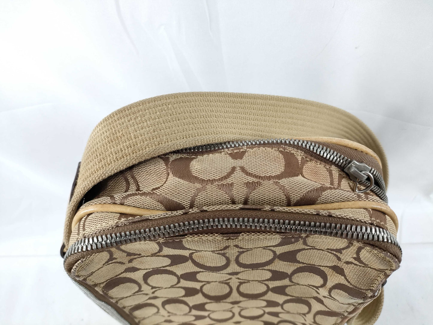 COACH Shoulder Bag Pochette Signature Brown Canvas Shoulder Bag