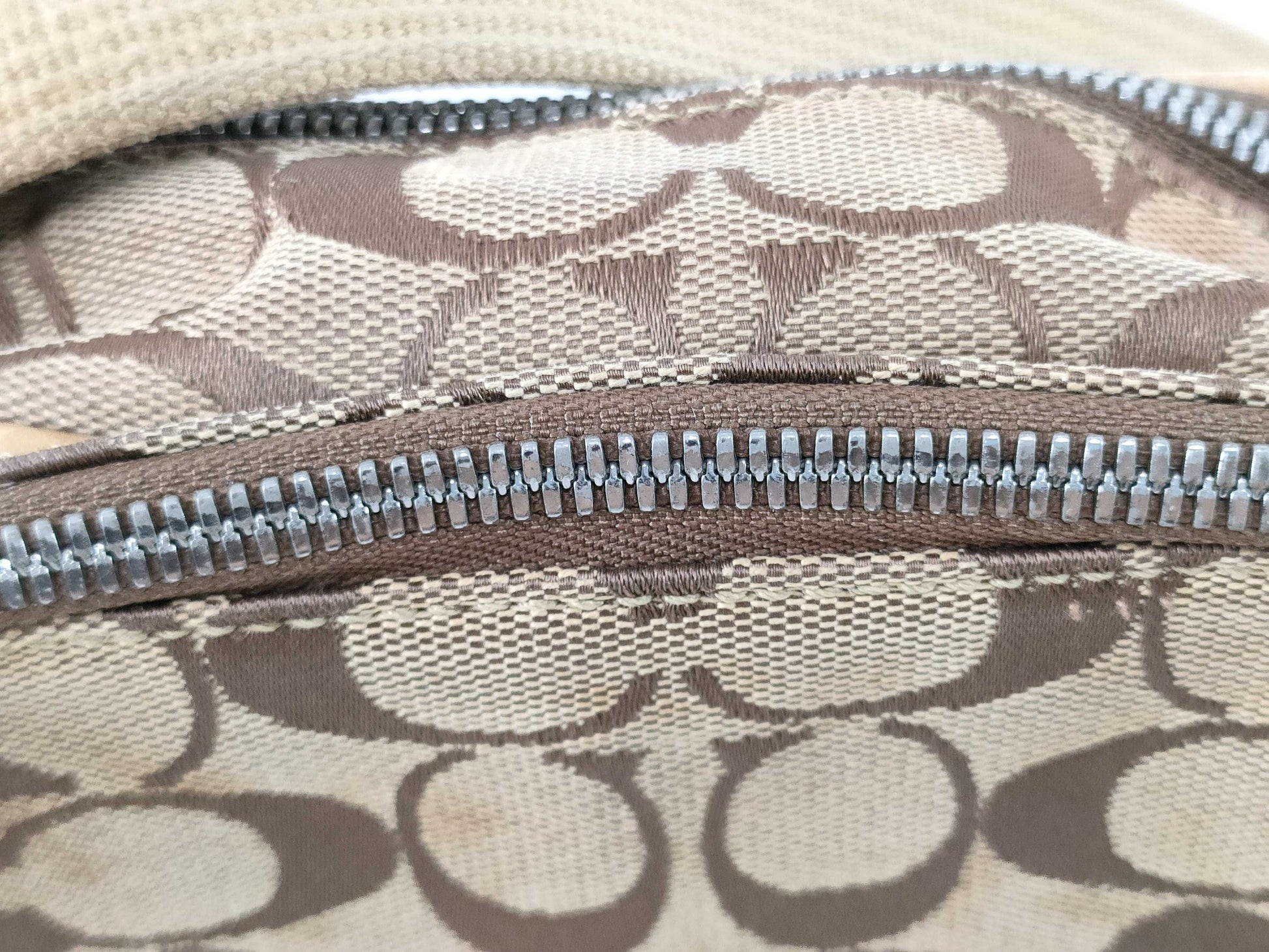 COACH Shoulder Bag Pochette Signature Brown Canvas Shoulder Bag