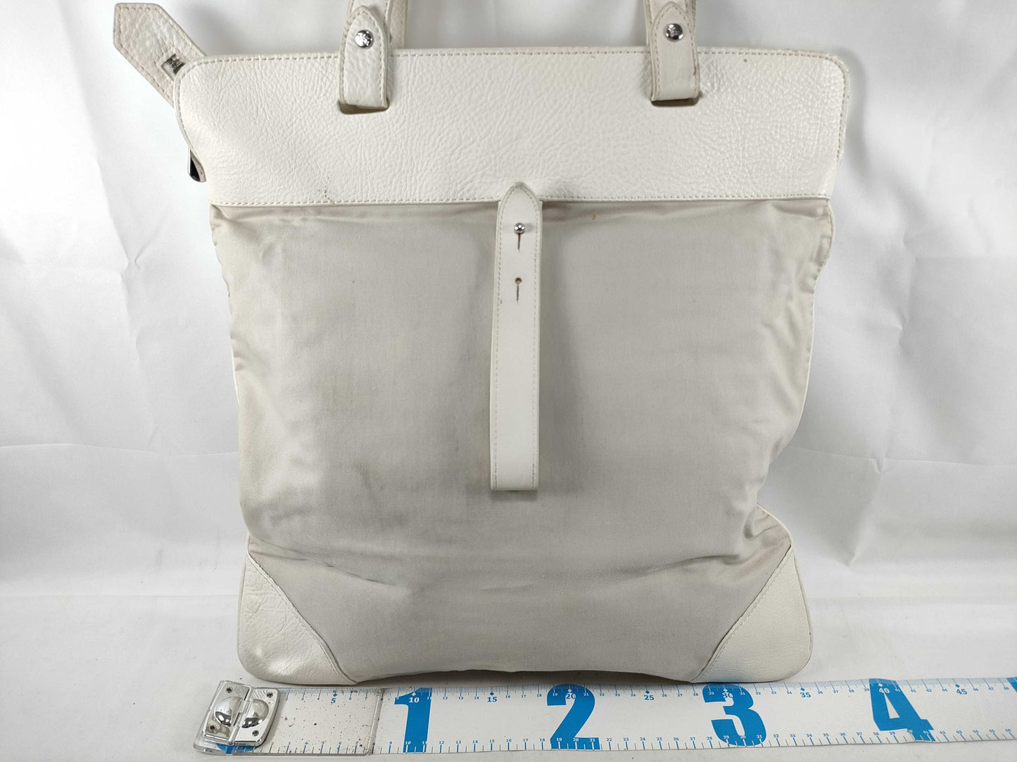 BURBERRY Mini Tote Handbag Nova Check Two-Tone Leather Tote Bag