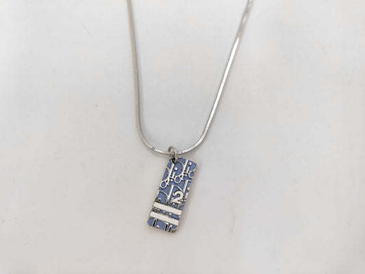 Dior Trotter Tag Plate Blue Necklace