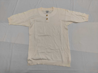 CHANEL CHANEL Coco Button Knit White Size M Tops