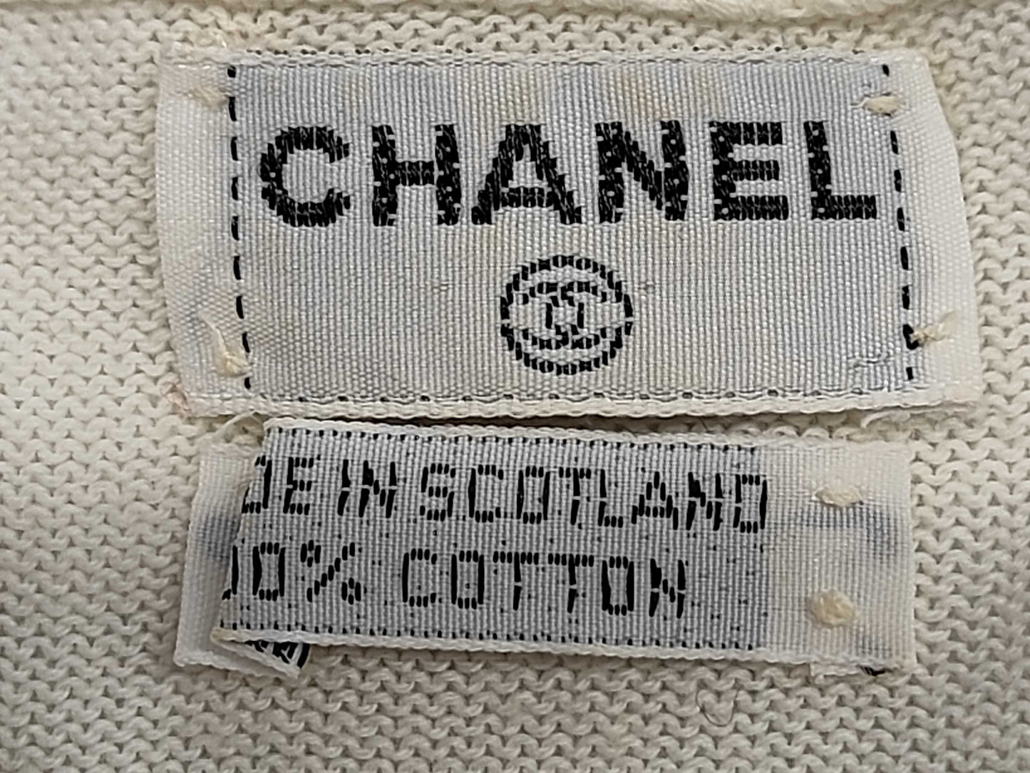 CHANEL CHANEL Coco Button Knit White Size M Tops