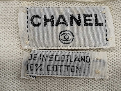 CHANEL CHANEL Coco Button Knit White Size M Tops