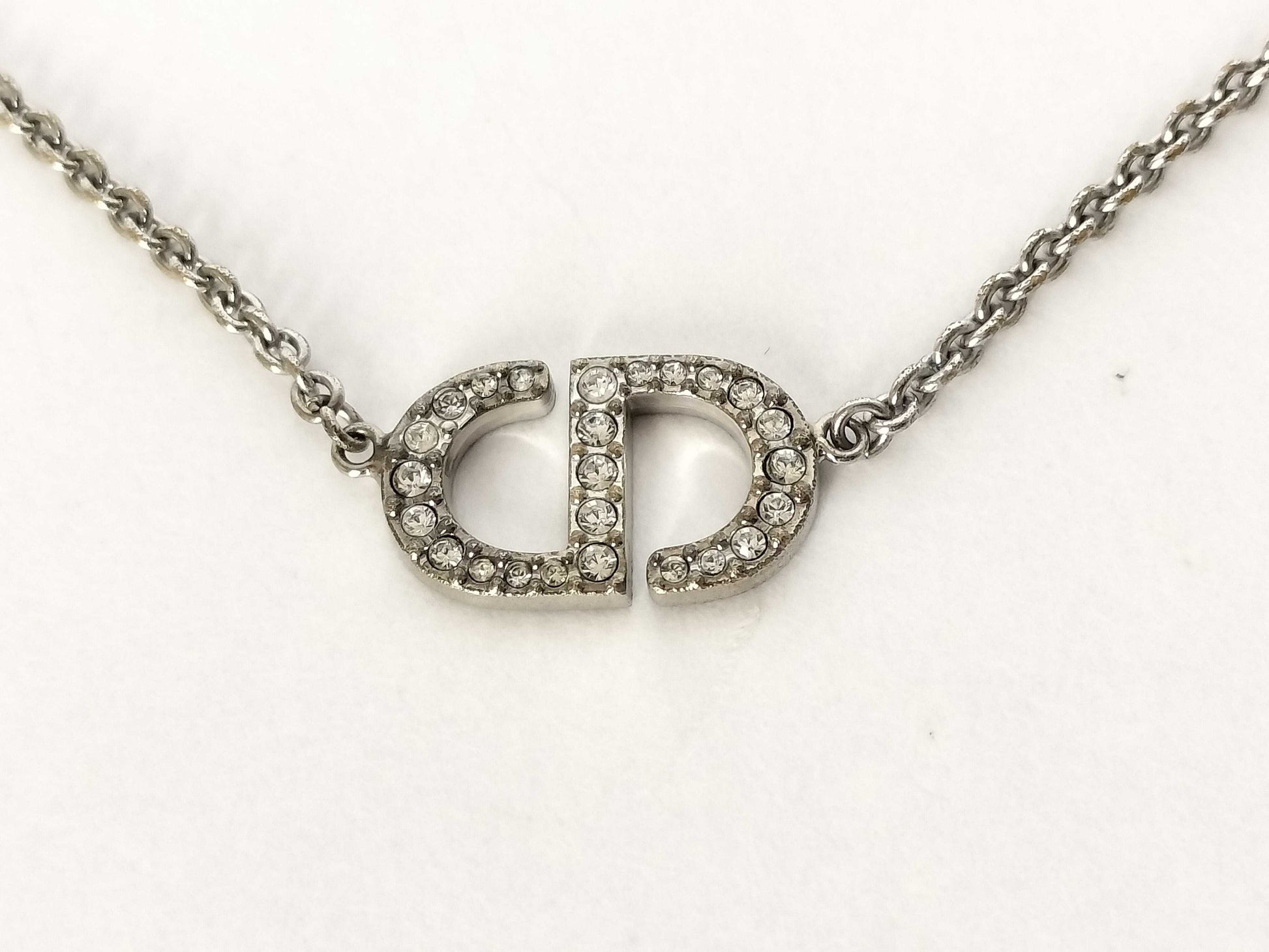 Dior CD logo rhinestone necklace