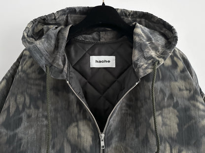 HACHE Ash Printed Quilted Coat, Size 42