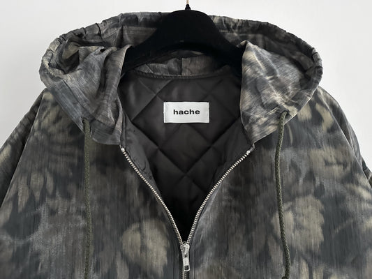 HACHE Ash Printed Quilted Coat, Size 42