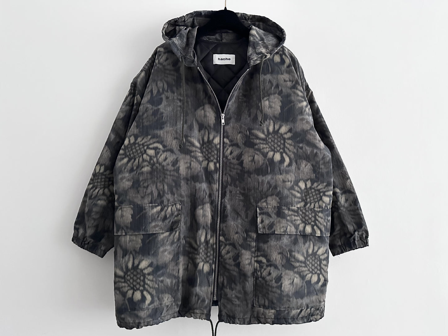HACHE Ash Printed Quilted Coat, Size 42