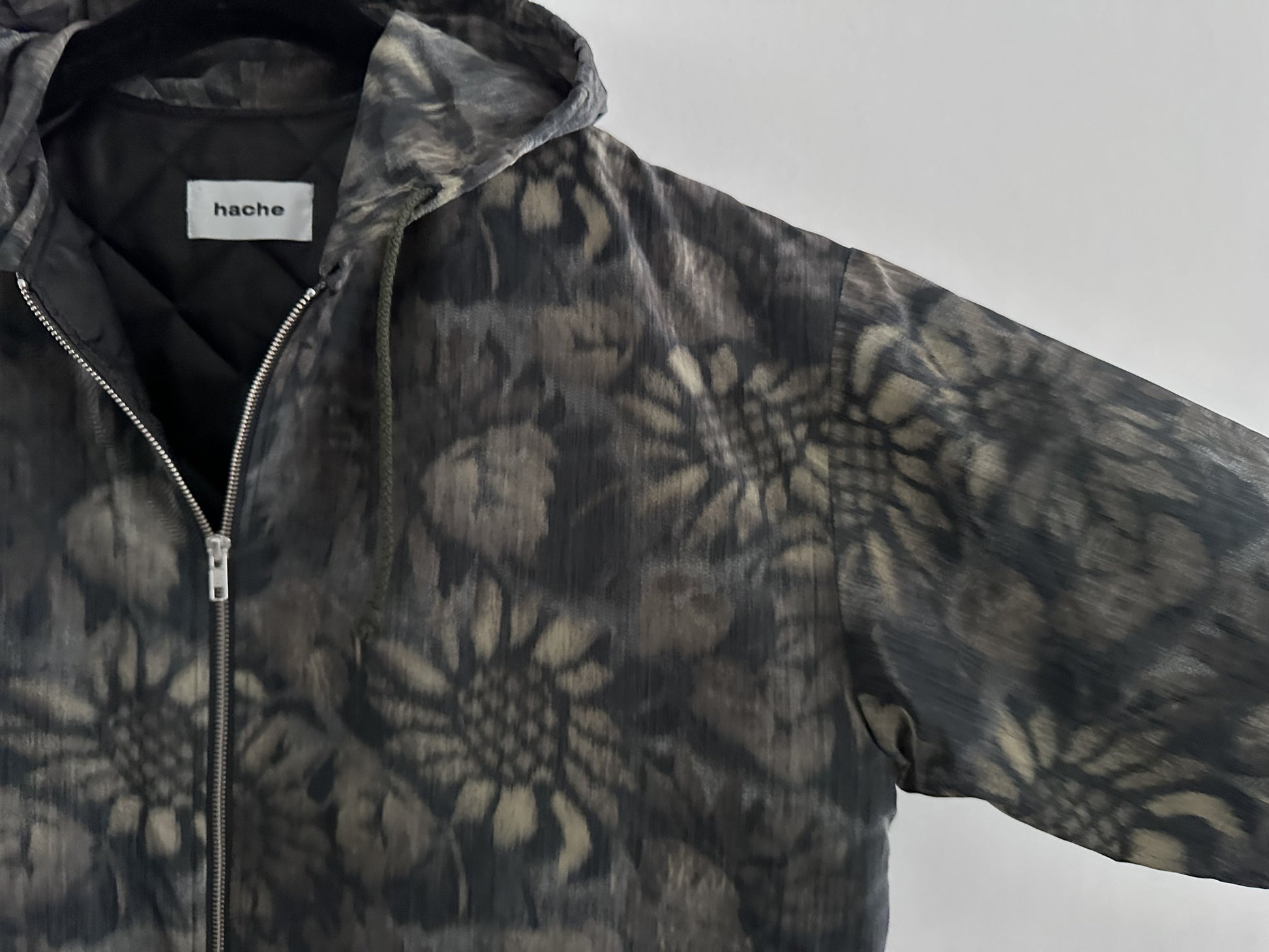 HACHE Ash Printed Quilted Coat, Size 42