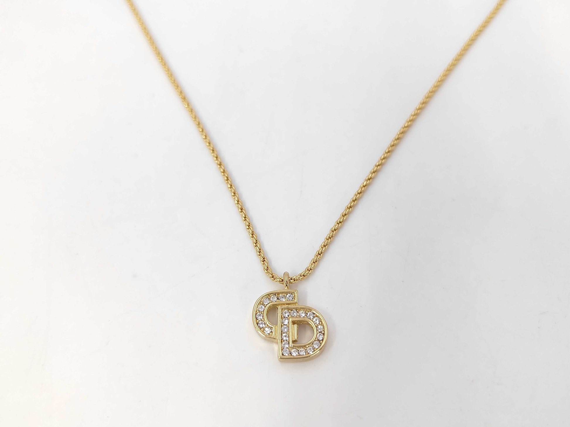 Dior logo rhinestone necklace