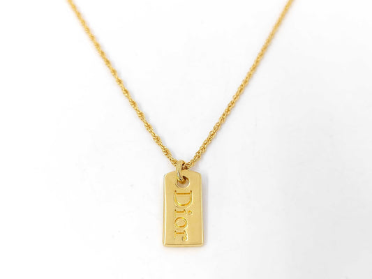Dior logo plate necklace