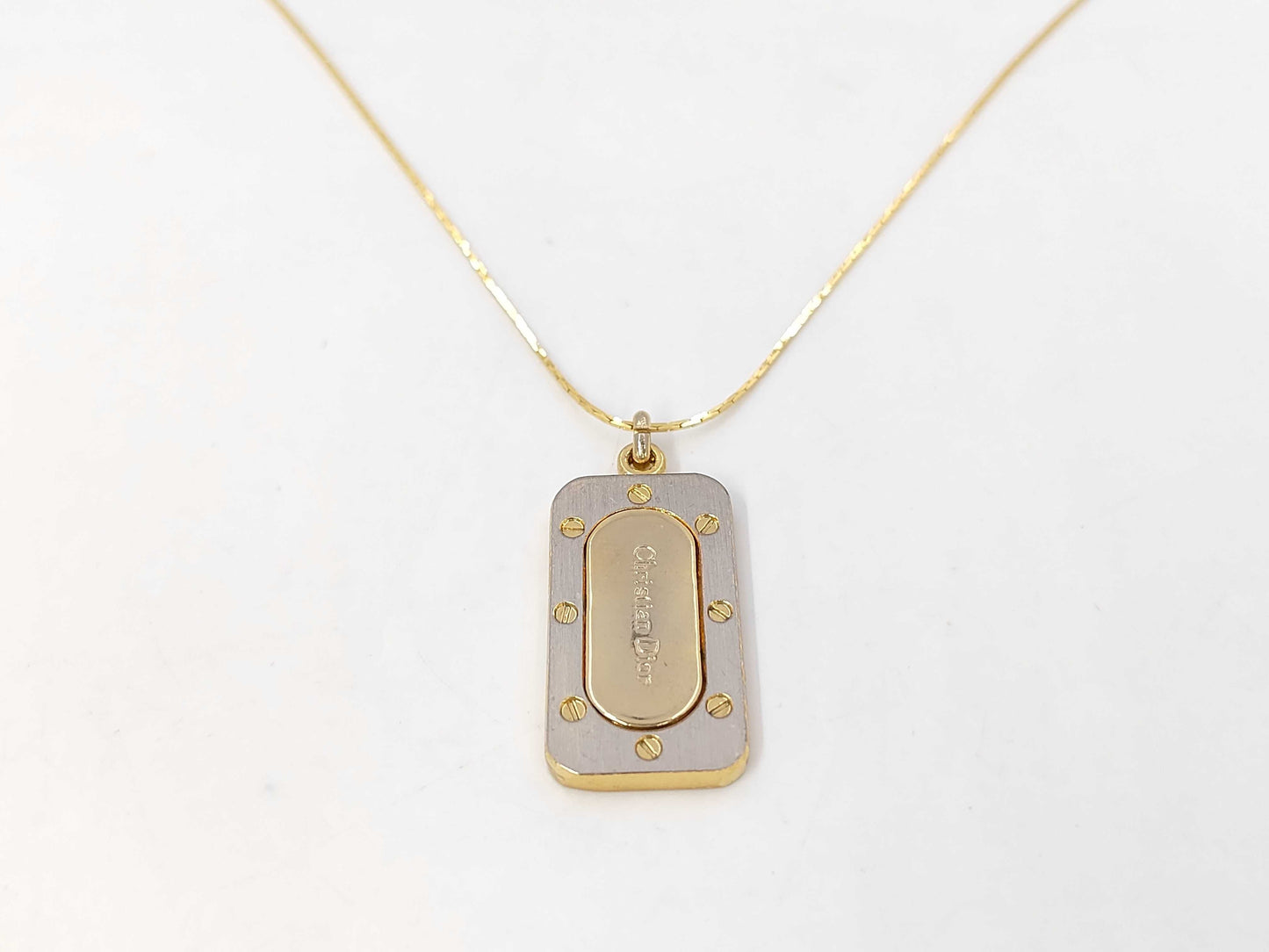 Dior logo plate necklace