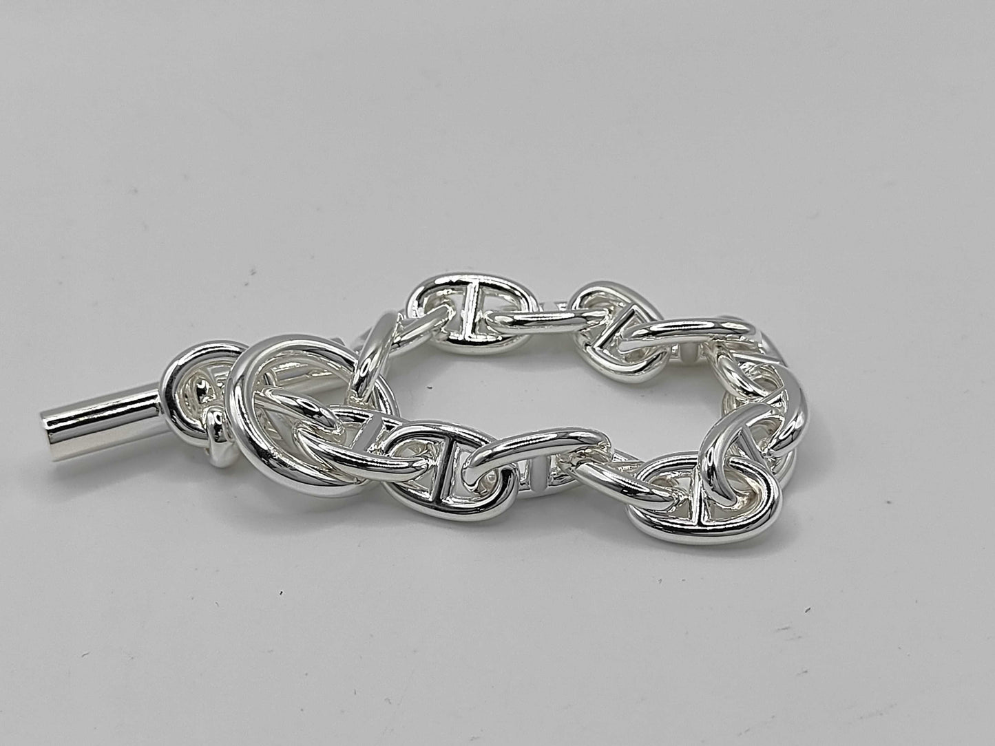 HERMES Chaine d'Ancre MM 15-link 24-stamped bracelet, Ag925, 54.5g, bracelet/bangle