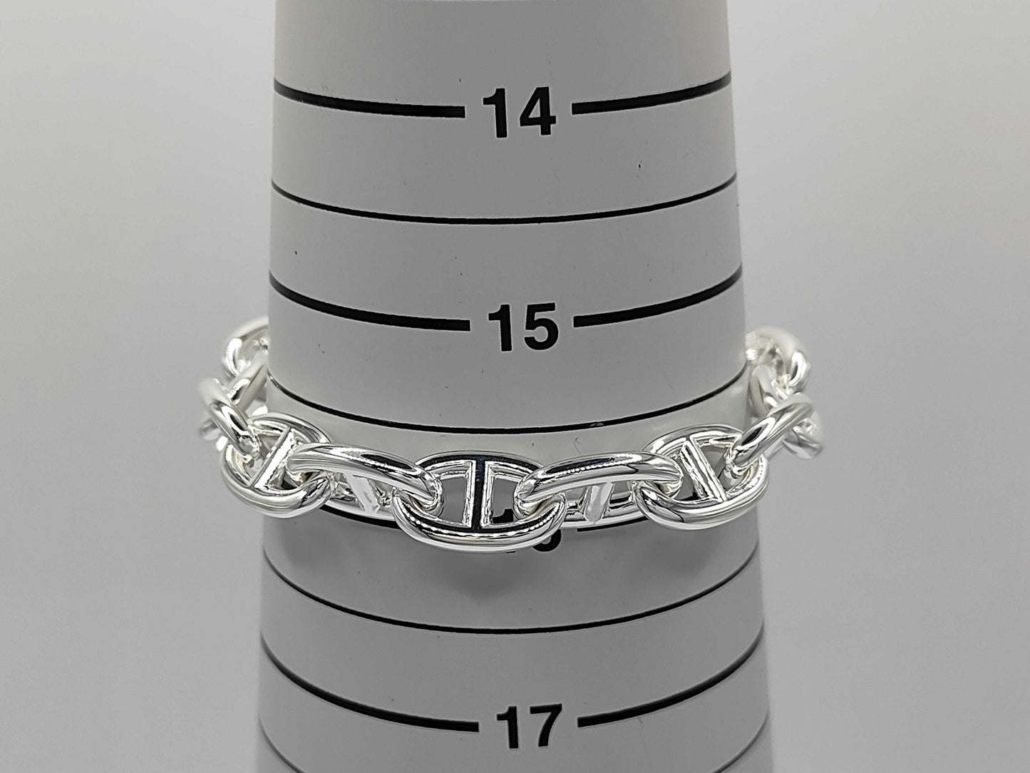 HERMES Chaine d'Ancre MM 15-link 24-stamped bracelet, Ag925, 54.5g, bracelet/bangle