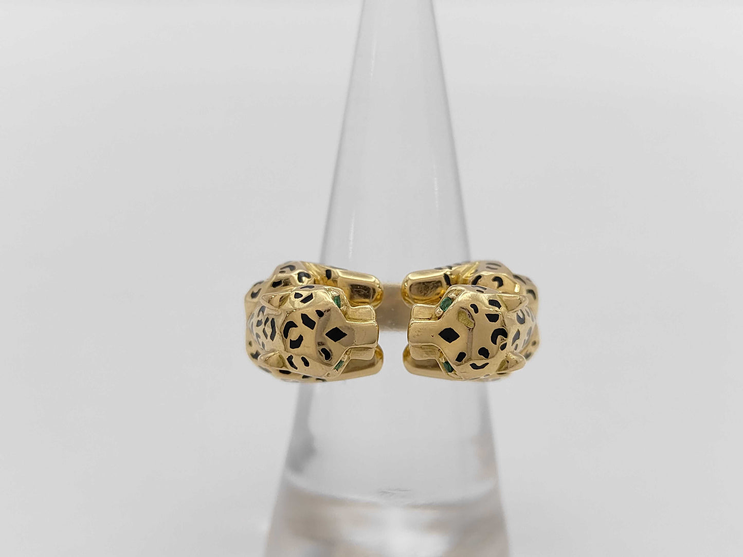 Cartier Panthère 2-Head Naira #53 Colored Stone Lacquer Yellow Gold 750 16.4g Ring 