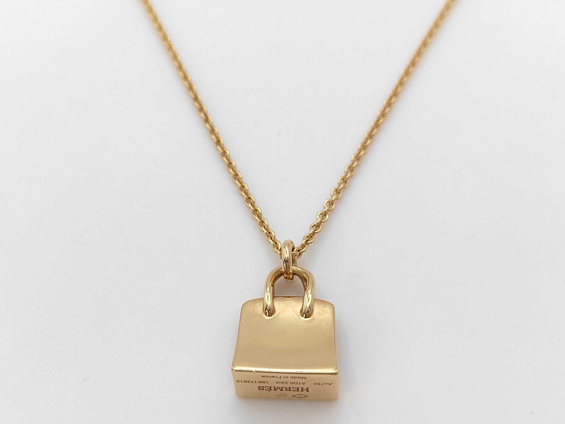 HERMES Birkin Amulet 51D 0.22ct PG Au750 10.3g Necklace 