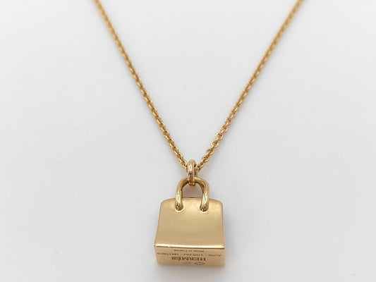 HERMES Birkin Amulet 51D 0.22ct PG Au750 10.3g Necklace 