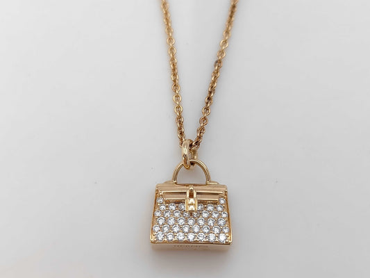 HERMES Amulet Kelly Diamond PG Au750 11.7g Necklace 