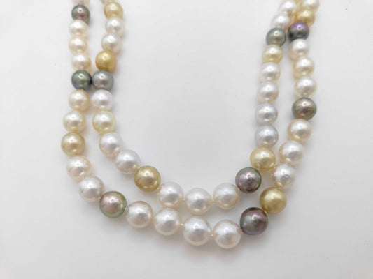 TASAKI Long Necklace, 112cm, Semi-Round Pearl, Diameter 9.0-10.5mm, Sterling Silver, 150.7g 