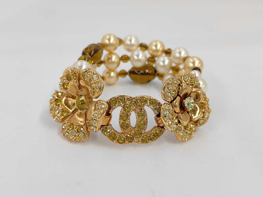 CHANEL Coco Mark Rhinestone Bracelet 04A Bracelet/Bangle