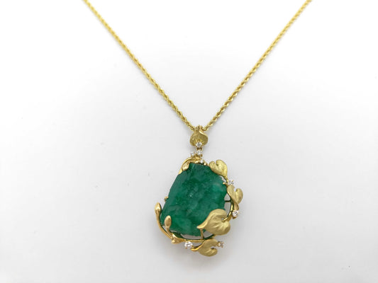 Colored Stone 41.08ct D0.31ct K18 22.0g Necklace 