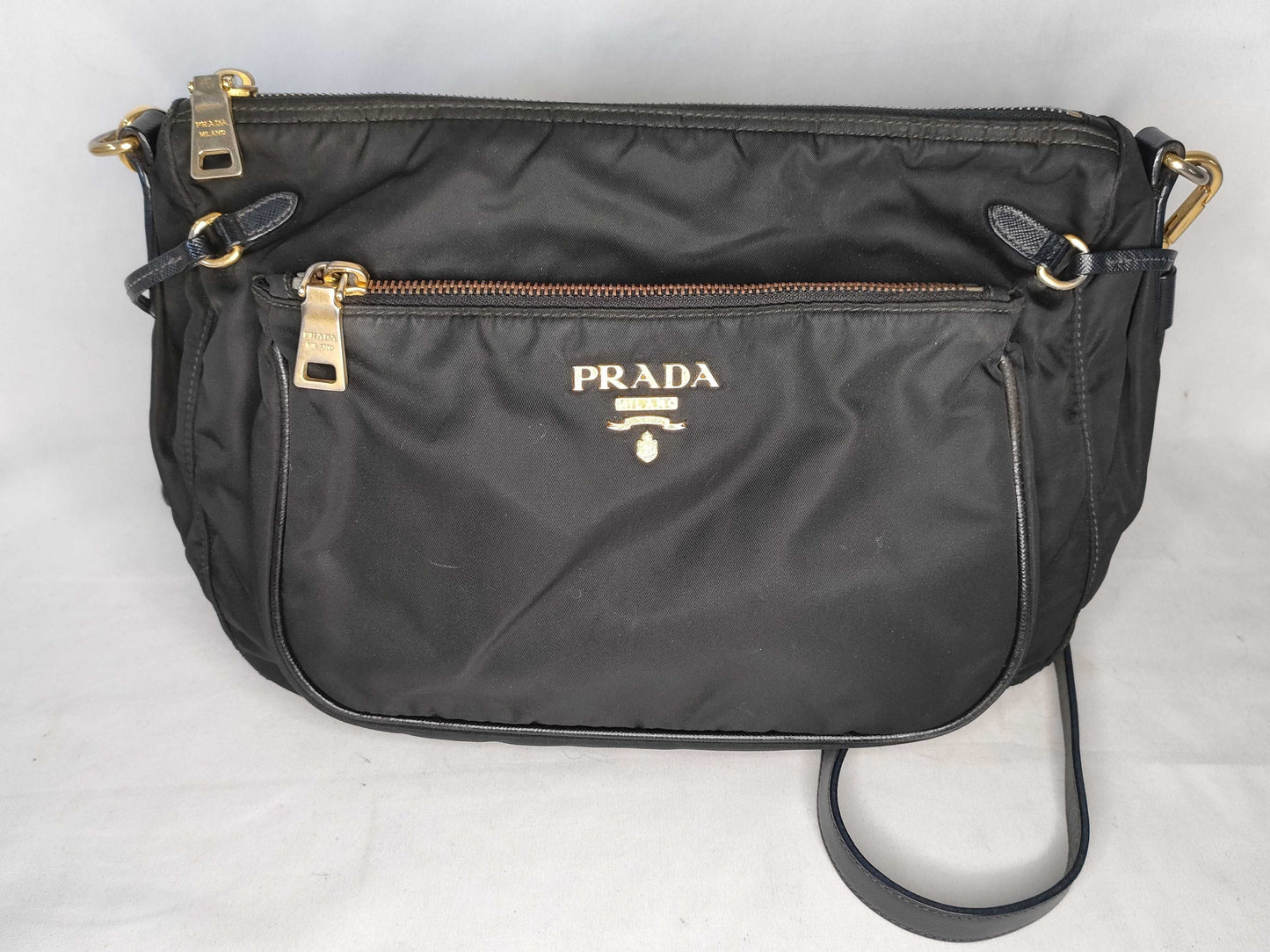 PRADA Nylon Prada Shoulder Bag, Black Nylon, BT0689 Shoulder Bag