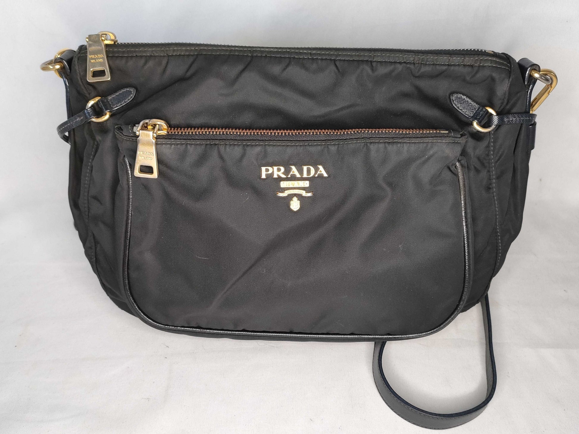 PRADA Nylon Prada Shoulder Bag, Black Nylon, BT0689 Shoulder Bag