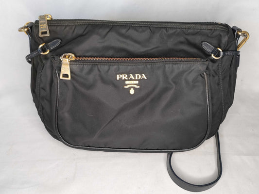 PRADA Nylon Prada Shoulder Bag, Black Nylon, BT0689 Shoulder Bag