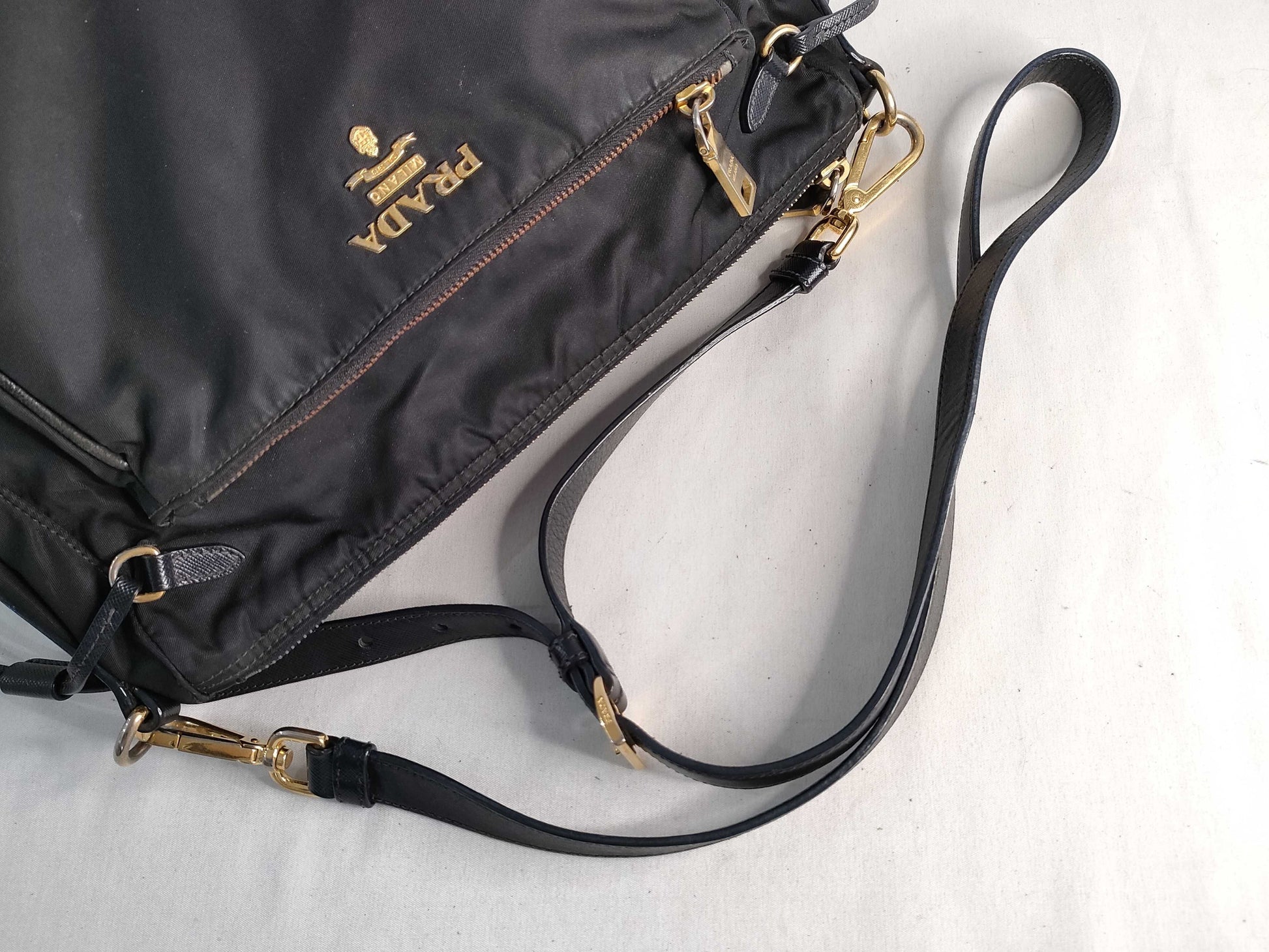 PRADA Nylon Prada Shoulder Bag, Black Nylon, BT0689 Shoulder Bag