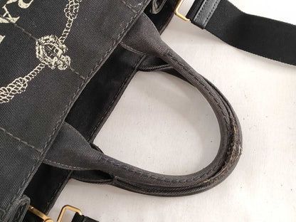 PRADA Prada 2-Way Canapa Canvas Shoulder Bag in Black NERO