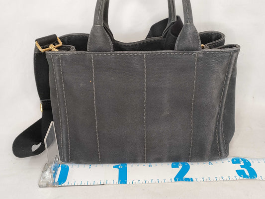 PRADA Prada 2-Way Canapa Canvas Shoulder Bag in Black NERO