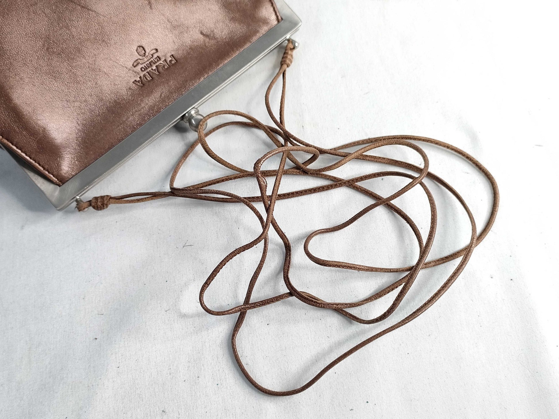 PRADA Prada Shoulder Bag with Clasp Closure, Leather Shoulder Bag