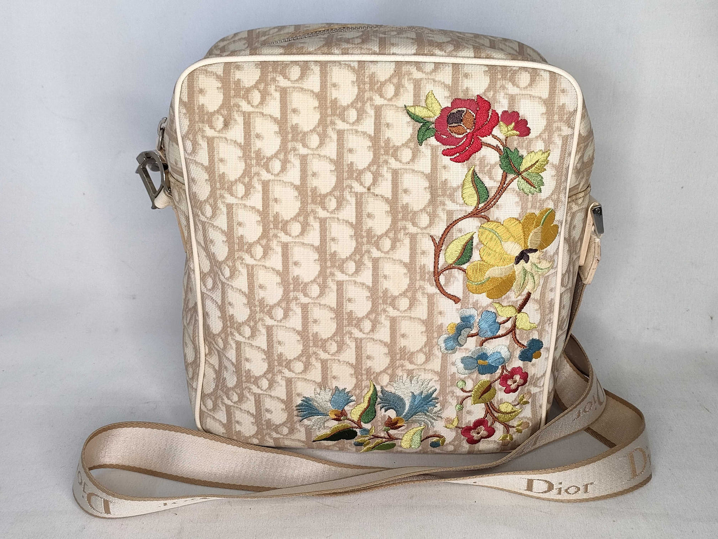 Dior Trotter Christian Dior Shoulder Bag Trotter Flower Embroidered Shoulder Bag
