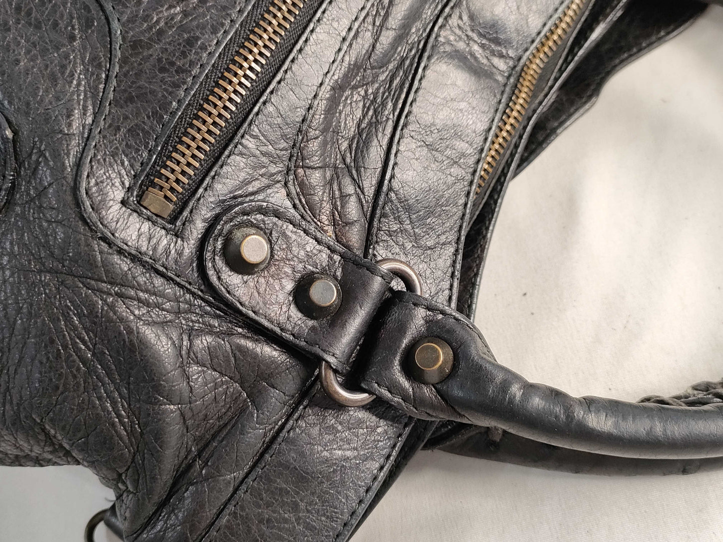 BALENCIAGA The First Leather Handbag with Mirror, Black, 103028