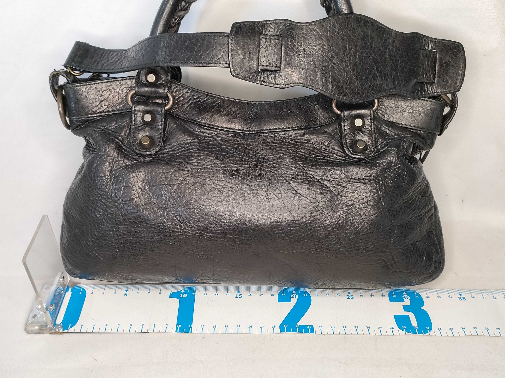 BALENCIAGA The First Leather Handbag with Mirror, Black, 103028