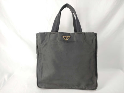PRADA Prada Handbag Black Nylon Gold Logo Handbag