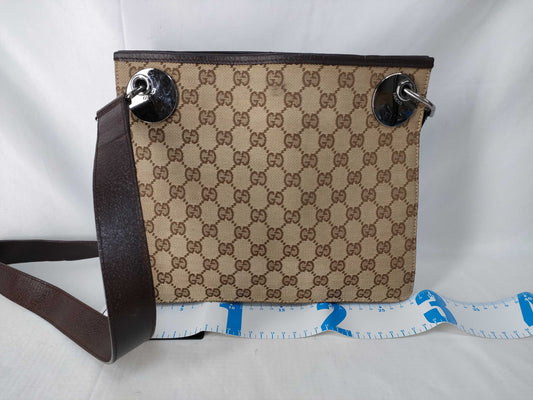 GUCCI GUCCI Shoulder Bag GG Canvas with Round Metal Fittings