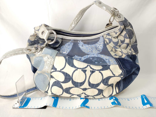 COACH COACH Poppy Shoulder Bag Patchwork Denim Shoulder Bag