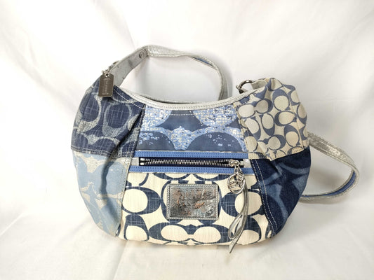 COACH COACH Poppy Shoulder Bag Patchwork Denim Shoulder Bag