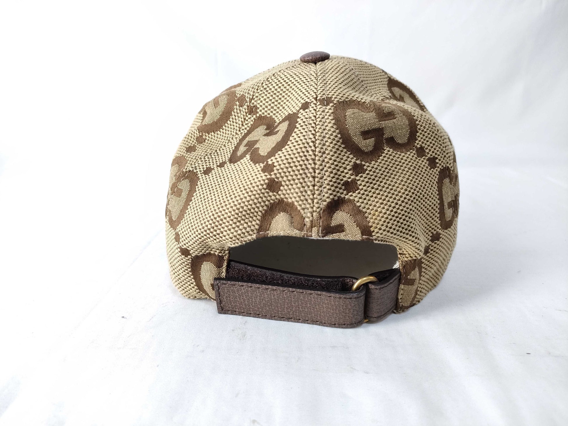 GUCCI 681264 Jumbo GG Canvas Cap, Size M, Cotton/Polyester, Beige/Brown, No Tags, Other Apparel