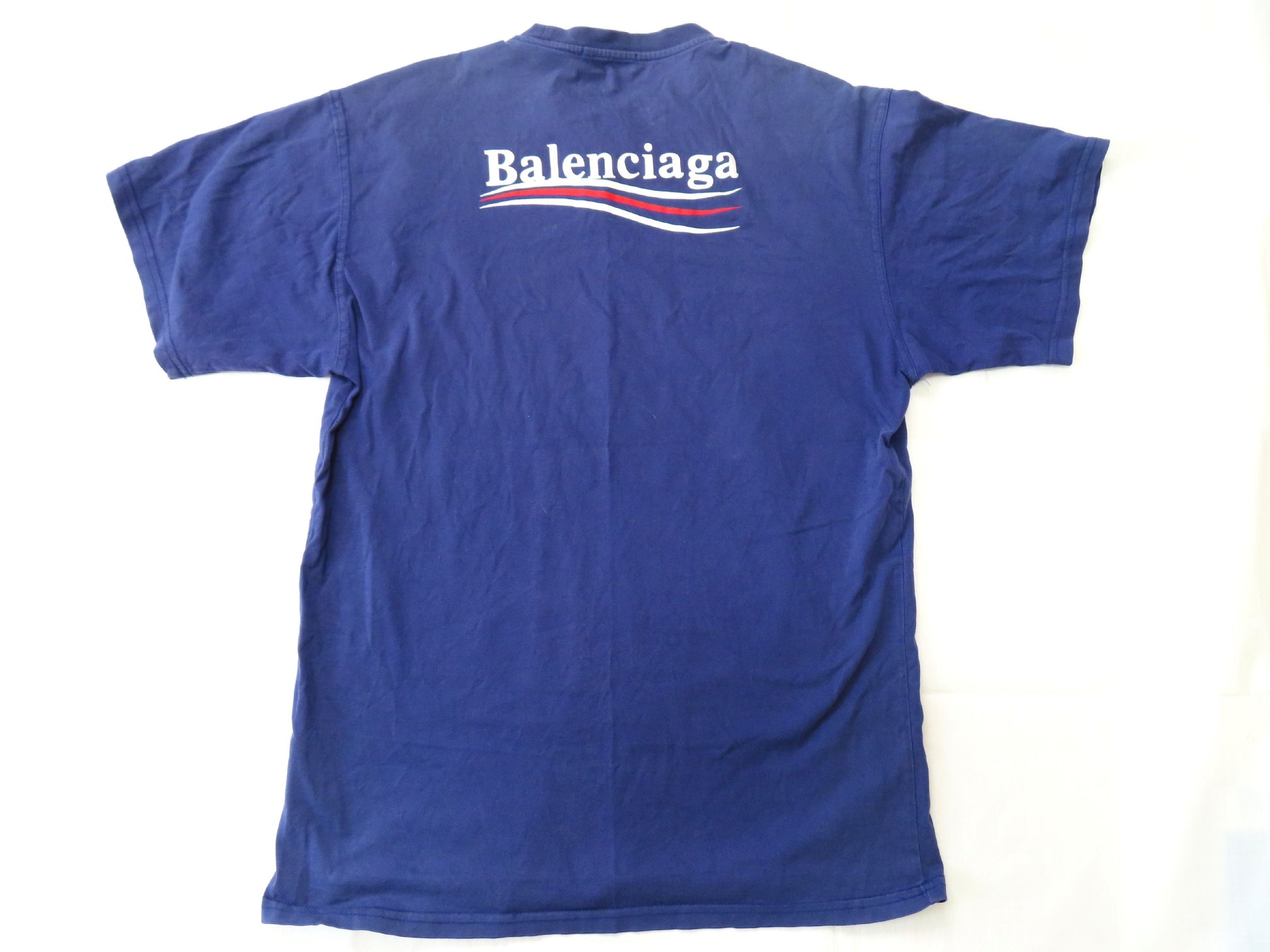 Balenciaga Campaign Logo 2020 Cotton T-Shirt, Small, Blue, 620969