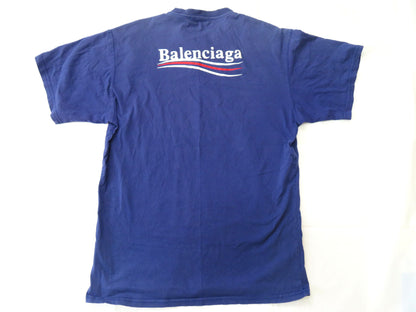 Balenciaga Campaign Logo 2020 Cotton T-Shirt, Small, Blue, 620969
