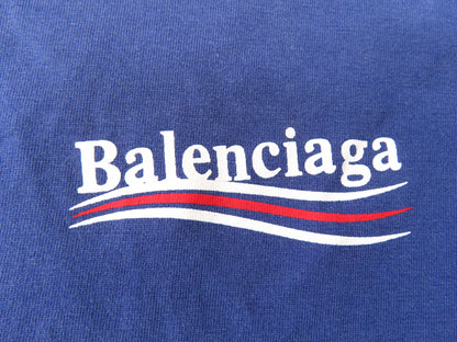 Balenciaga Campaign Logo 2020 Cotton T-Shirt, Small, Blue, 620969