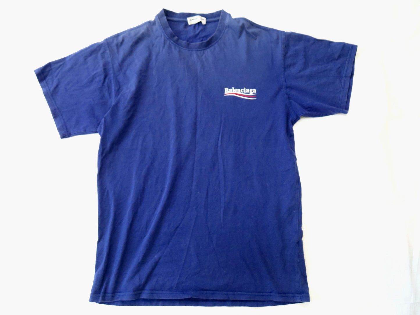 Balenciaga Campaign Logo 2020 Cotton T-Shirt, Small, Blue, 620969