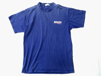 Balenciaga Campaign Logo 2020 Cotton T-Shirt, Small, Blue, 620969