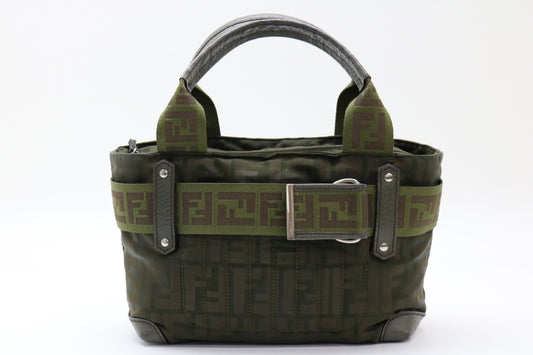 FENDI Zucca nylon leather handbag