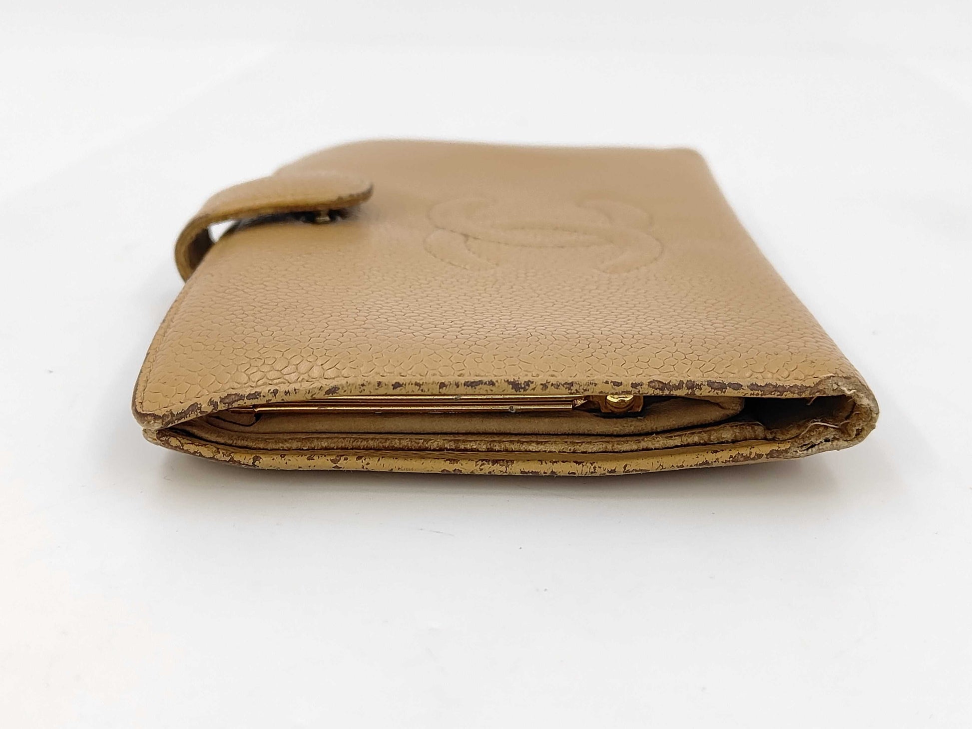 CHANEL Caviar Leather Bi-Fold Clasp Long Wallet