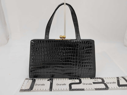 Spreafico Crocodile Handbag Black Handbag